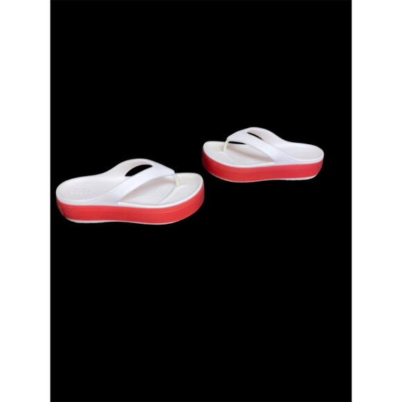 CROCBAND PLATFORM ROUND TOE FLIP FLOPS - LIGHT PINK Sz 6 - Picture 1 of 4